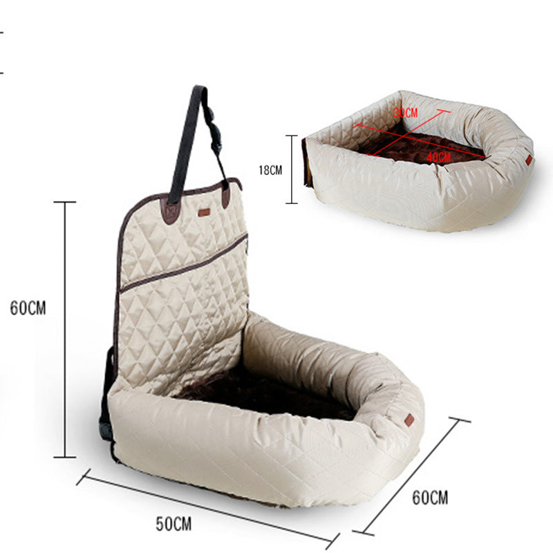 Multifunctional Pet Car Seat Bed with Thick Cushion – Dog & Cat Travel Bed