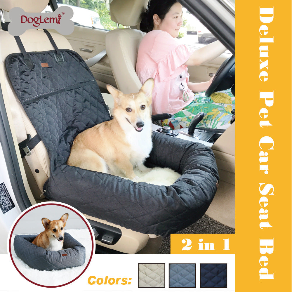 Multifunctional Pet Car Seat Bed with Thick Cushion – Dog & Cat Travel Bed